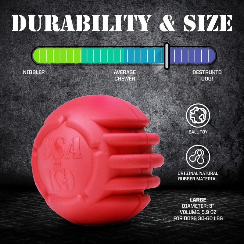 SodaPup USA-K9 Stars & Stripes â€“ Durable Dog Ball Toy & Chew Toy Made in USA from Non-Toxic, Pet-Safe, Food Safe Natural Rubber for Bonding, Mental & Physical Exercise, Problem Chewing, Calming & More - Image 5